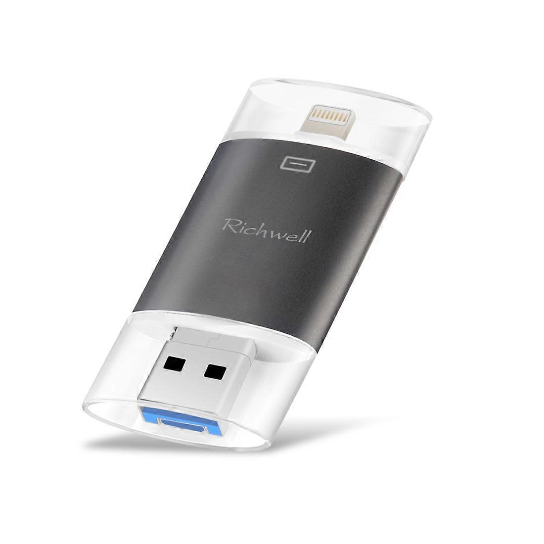 Richwell 3 in 1 128G Type-C + 8 Pin + USB 3.0 Disco Flash Push-pull a doppia copertura in metallo con funzione OTG