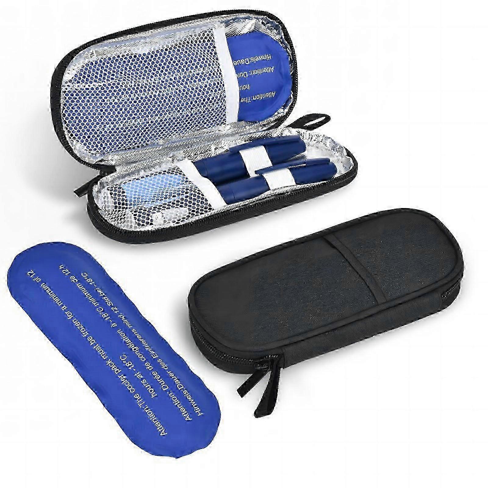 Insuliinikynän jäähdytin matkalaukku, jossa on 2 * 90g tsa -hyväksytyt jääpakkaukset, nahkainen diabeettinen lääkityseristetty jäähdytyspussi, kompakti insuliinikotelo insuliinille