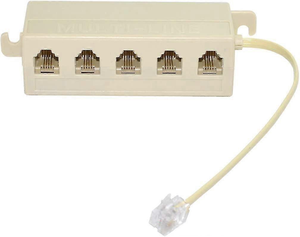 5 Way Outlet 6p4c Rj11 Telephone Phone Modular Jack Line Splitter Adapter Beige 1-in-5-out