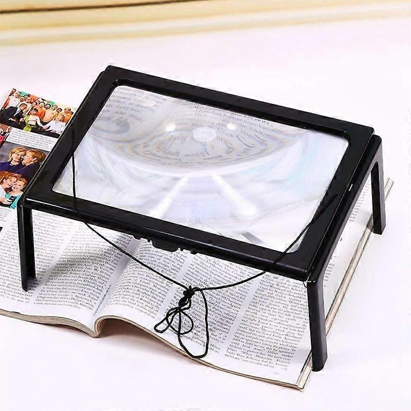 WJ10015 Full Page Reading LED Light Three-dimensional Folding Bracket Magnifying Glass 3X Magnifying Glass