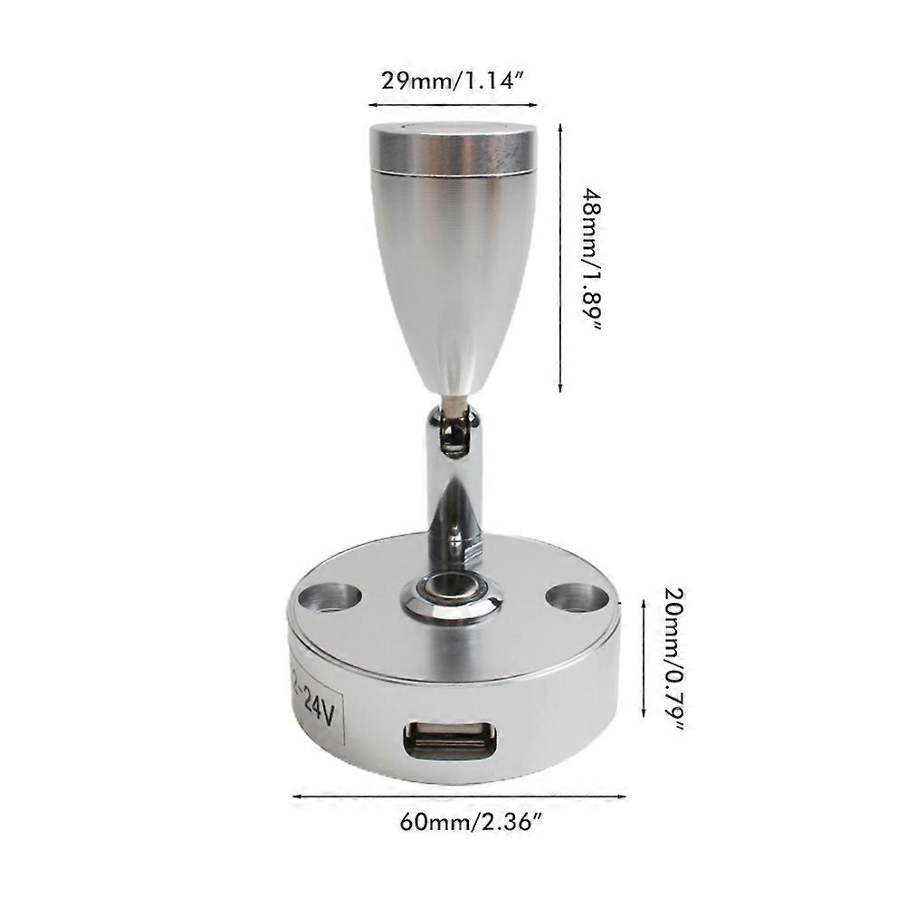 DCBoat Bedside Lamp RV Boat LED Bedside Lamp 3 Colors Dimmable with Touch Switch USB Charging Port