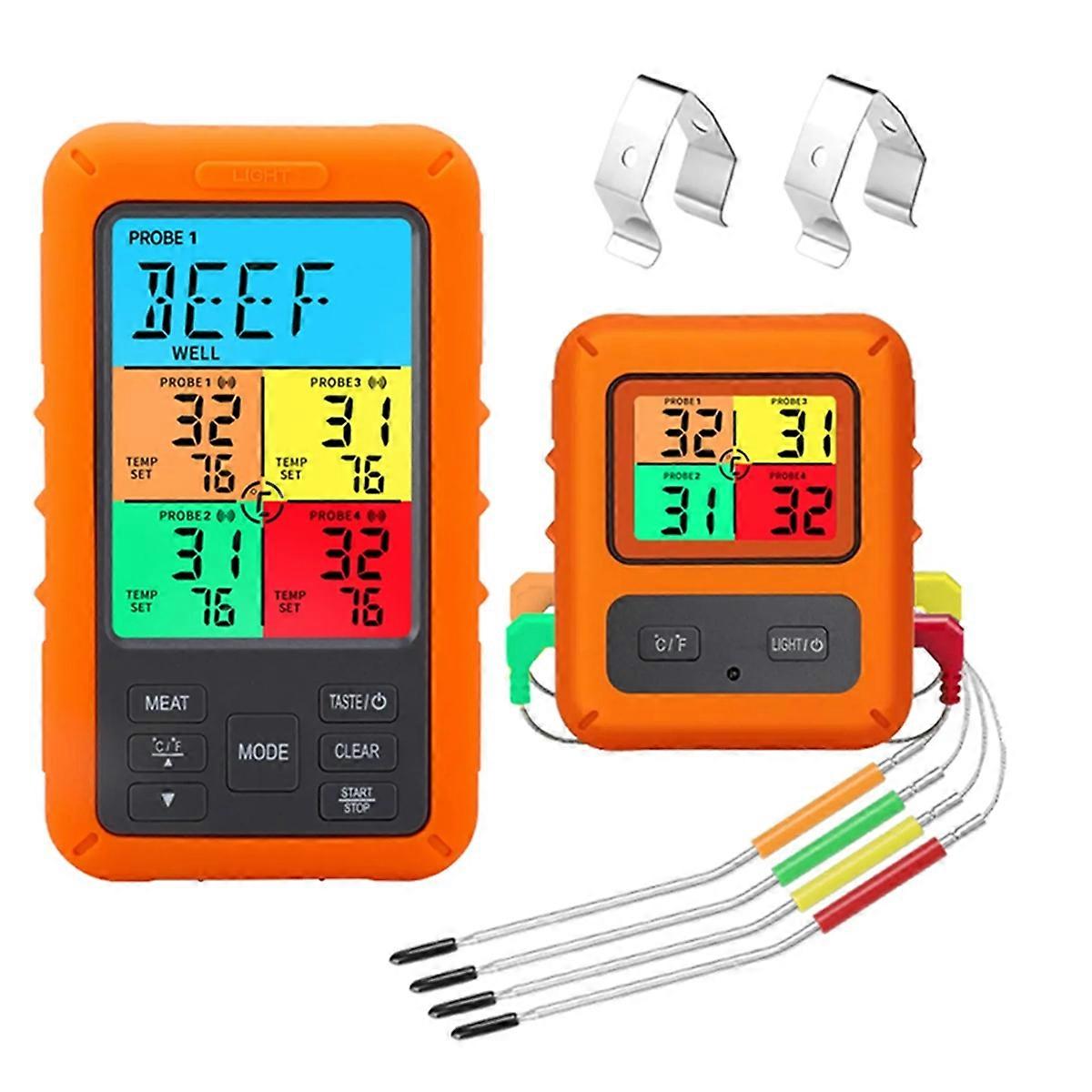 Digital Barbecue Meat Thermometer for Oven Thermomet with Timer 4 Probes Temperature Alarm Kitchen T