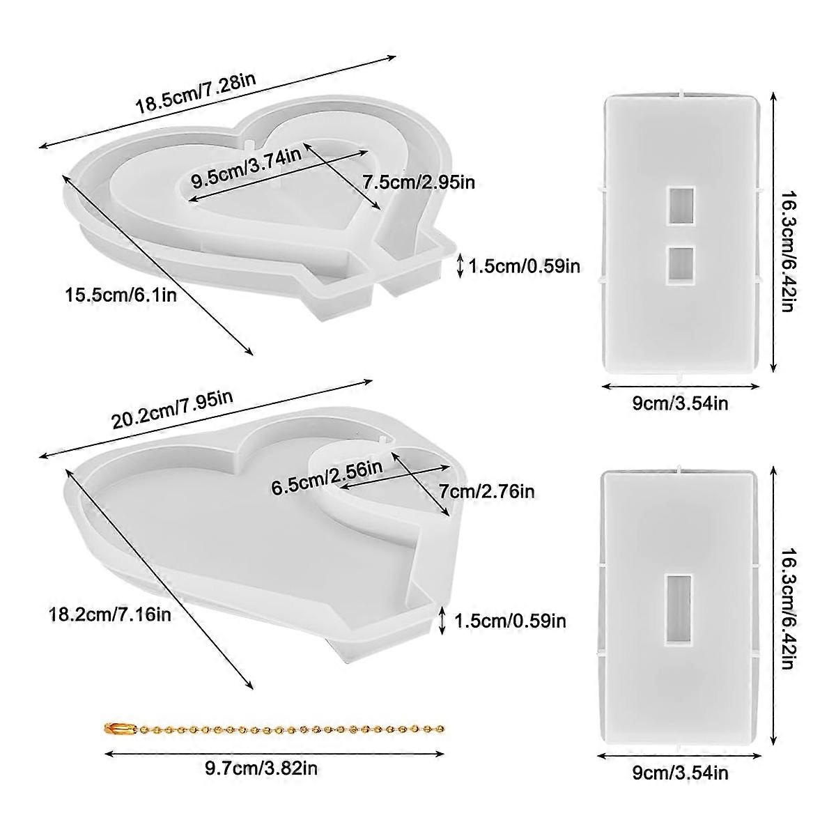 2 Set 3D Photo Frame Resin Mold, Heart Shape Silicone Mold for DIY