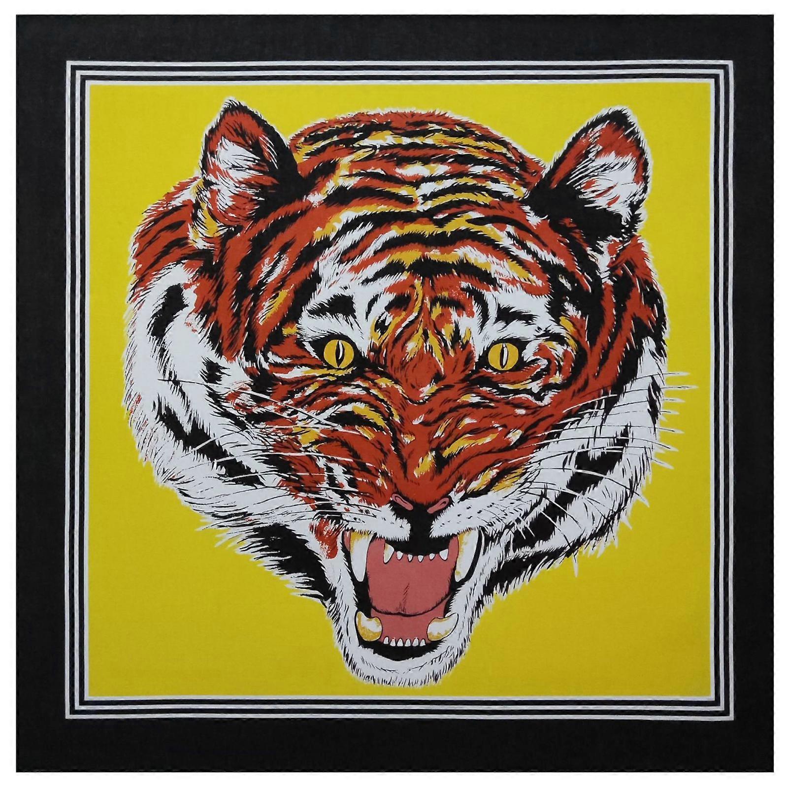Foulard à cheveux 21'' à motif de bête élaboré, turban hip-hop pour femmes, foulard créatif à motif de bête, carré jaune