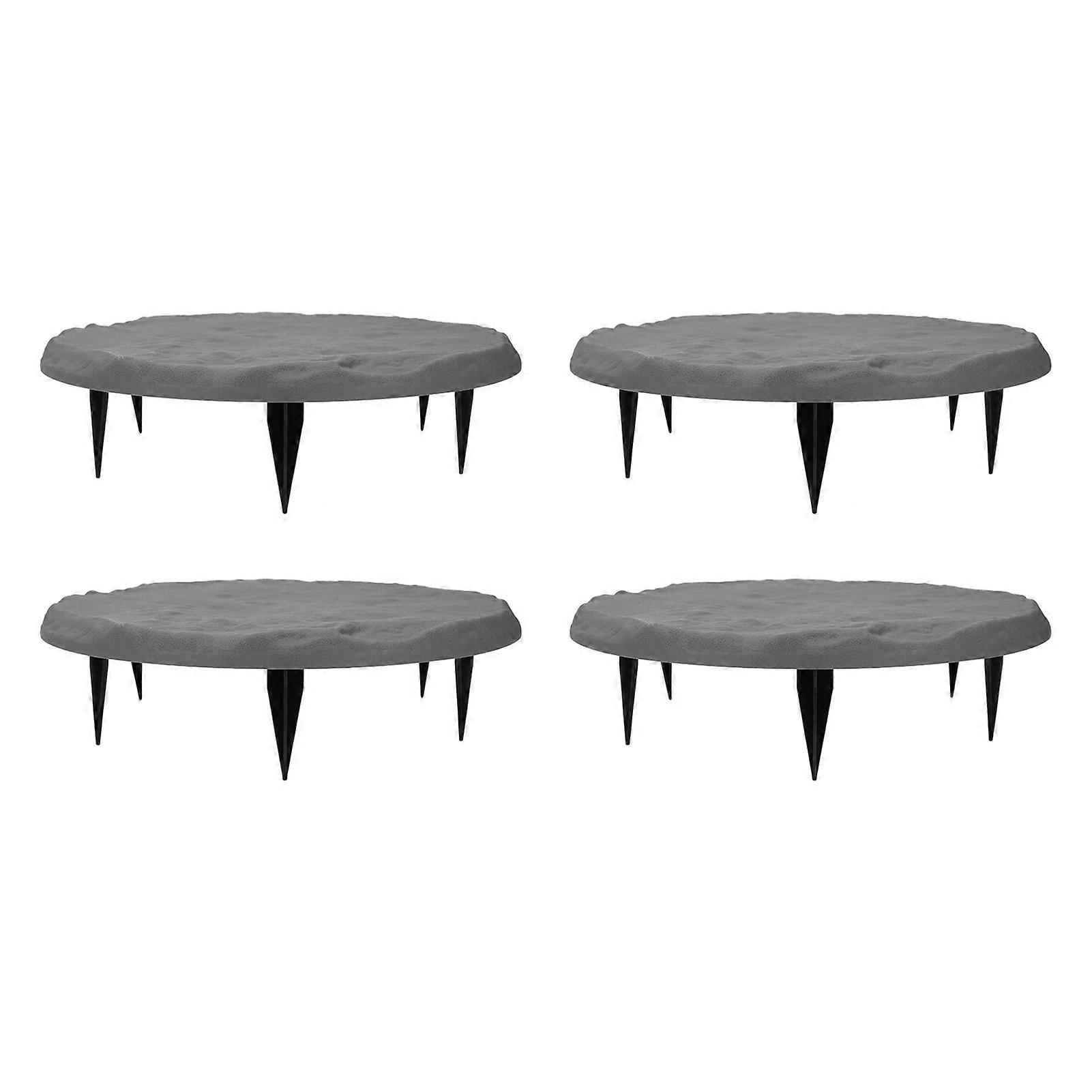 Outdoor Step Stones Decorative Polypropylene Resin Stepping Stones with Ground Stakes for Lawn Garden Pathway Round Gray