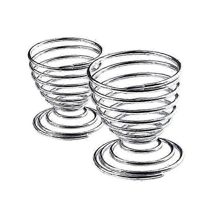 2Pcs Metal Spiral Spring Wire Egg Cup Storage Holder Stand Kitchen Tool