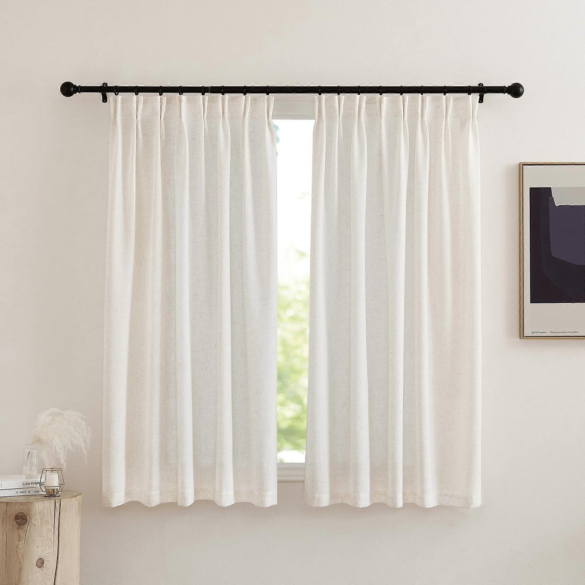 2 Panels Linen Sheer Light Filtering Curtain for Living Room, Short 52' W x 63' L Privacy Window Panels