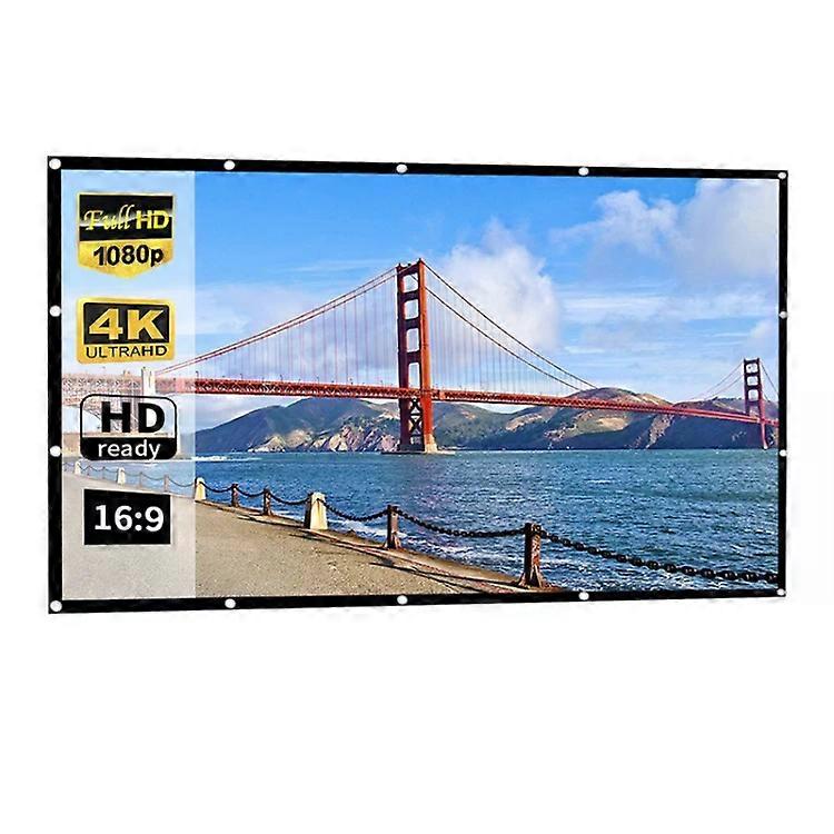 100 Inch Projector Screen-Simple Folding Thin Polyester Curtain,16:9 Aspect Ratio