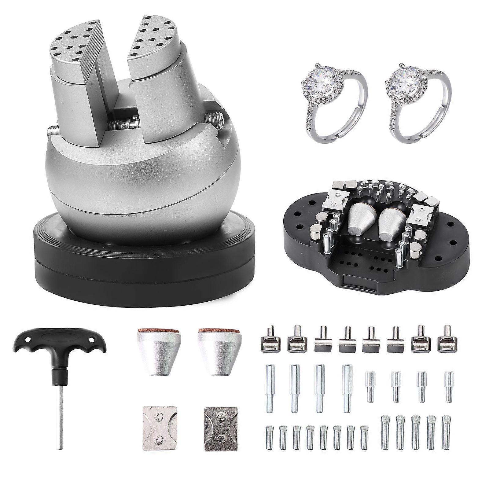 Ball Vise, 5" Engraving Setting Tool, 360 Rotation Engraving Block Vise, 35 PCS Attachment Jewelry Engraving Block Tools Standard Block