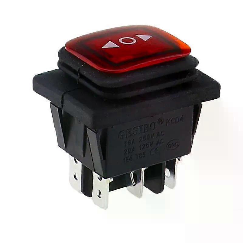 Momentary rocker switch 6 flat pins reset switches double sides spring return to middle after released Light red 12-24v 220v