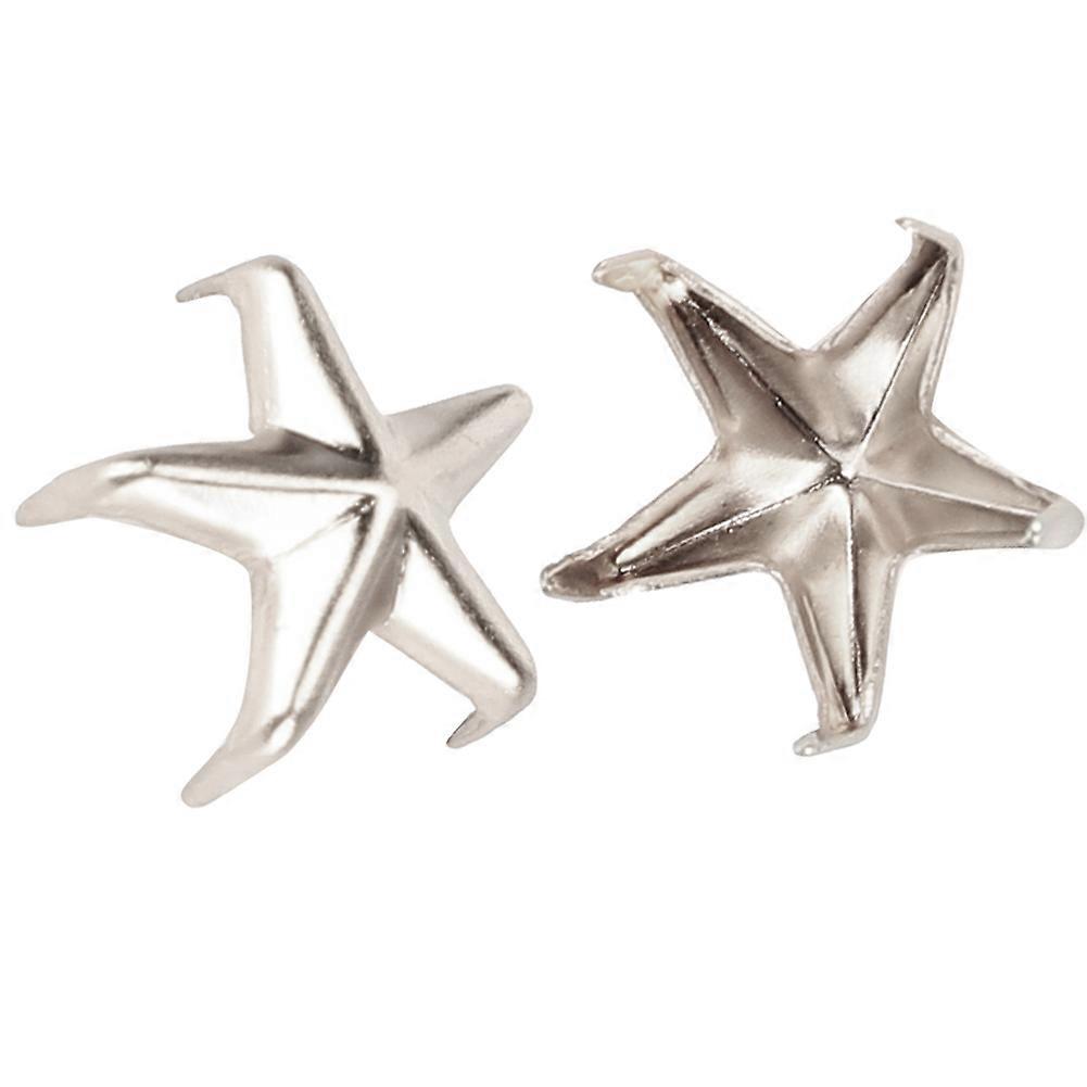 200pcs 5-pointed star rivets, prong studs, for bags, hats, decorative accessories, 10mm, silver