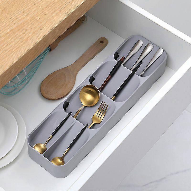 (Gray) Creative kitchen cutlery organizer, drawer storage box, mu