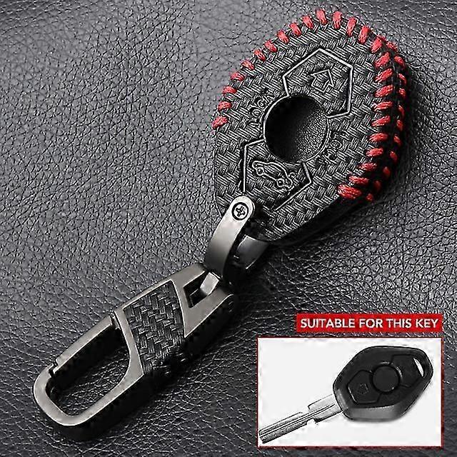 Black Leather Zinc Alloy Carbon Fiber Style Car Key Case for BMW M3 E38 E39 E46 E53 E60 E61 E83 E85 E86