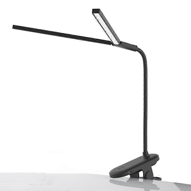 TD5 Double Lamp Head USB Desktop Clip Table Lamp,Style: Plug-in Version (Black)