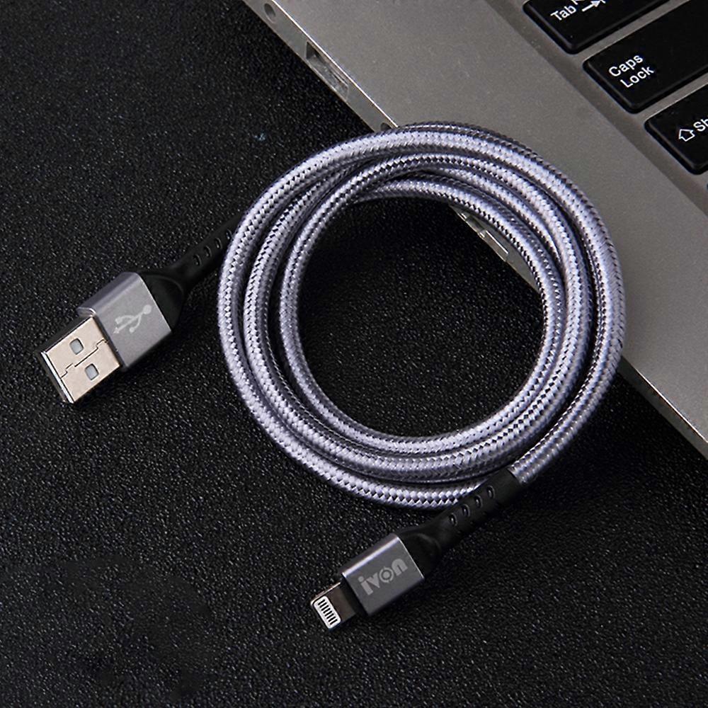 IVON CA89 2.1A USB to 8 Pin Braid Fast Charge Data Cable, Cable Length: 1m
