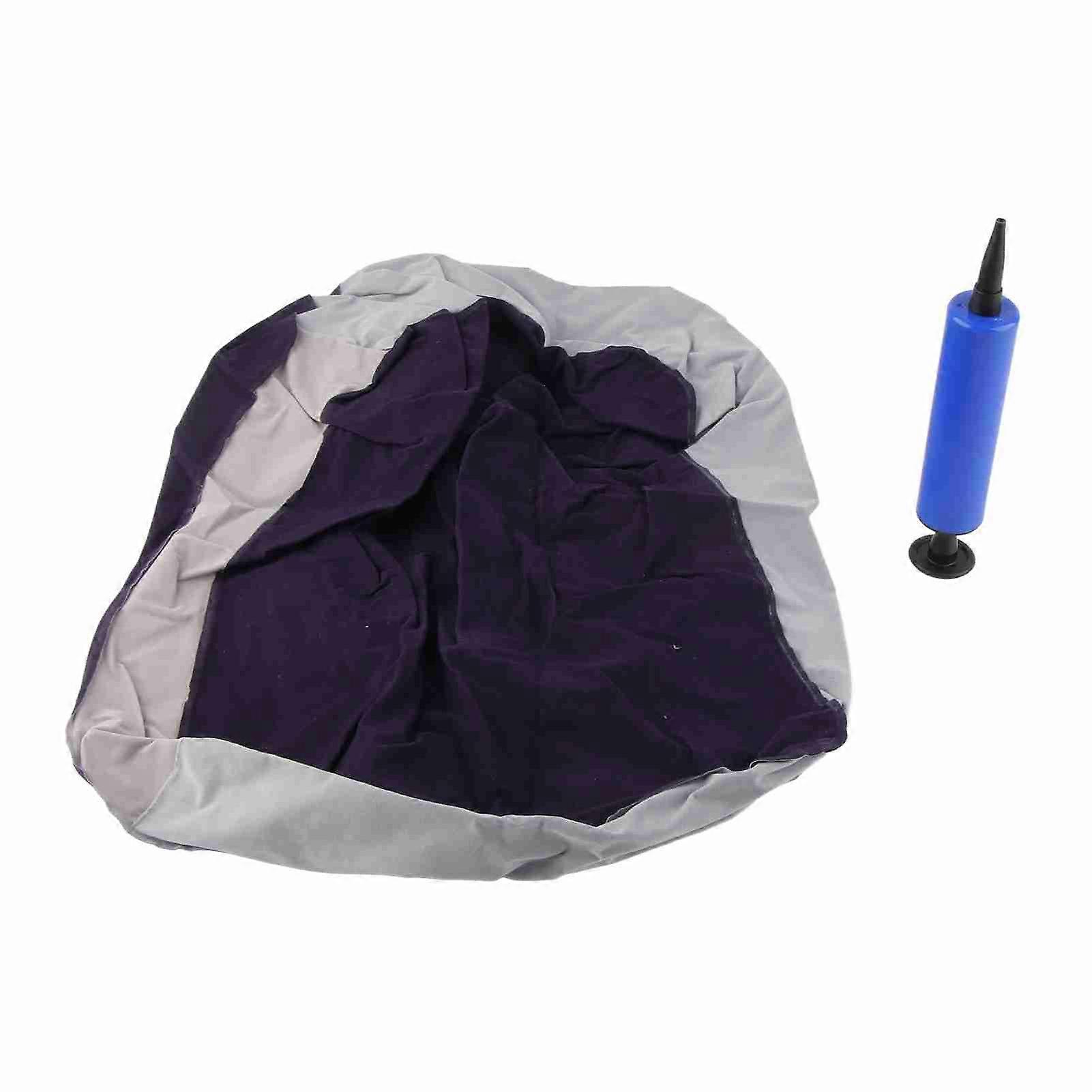 Coussin repose-pieds gonflable floqué, coussin de voyage relaxant avec pompe à air (gris bleu)