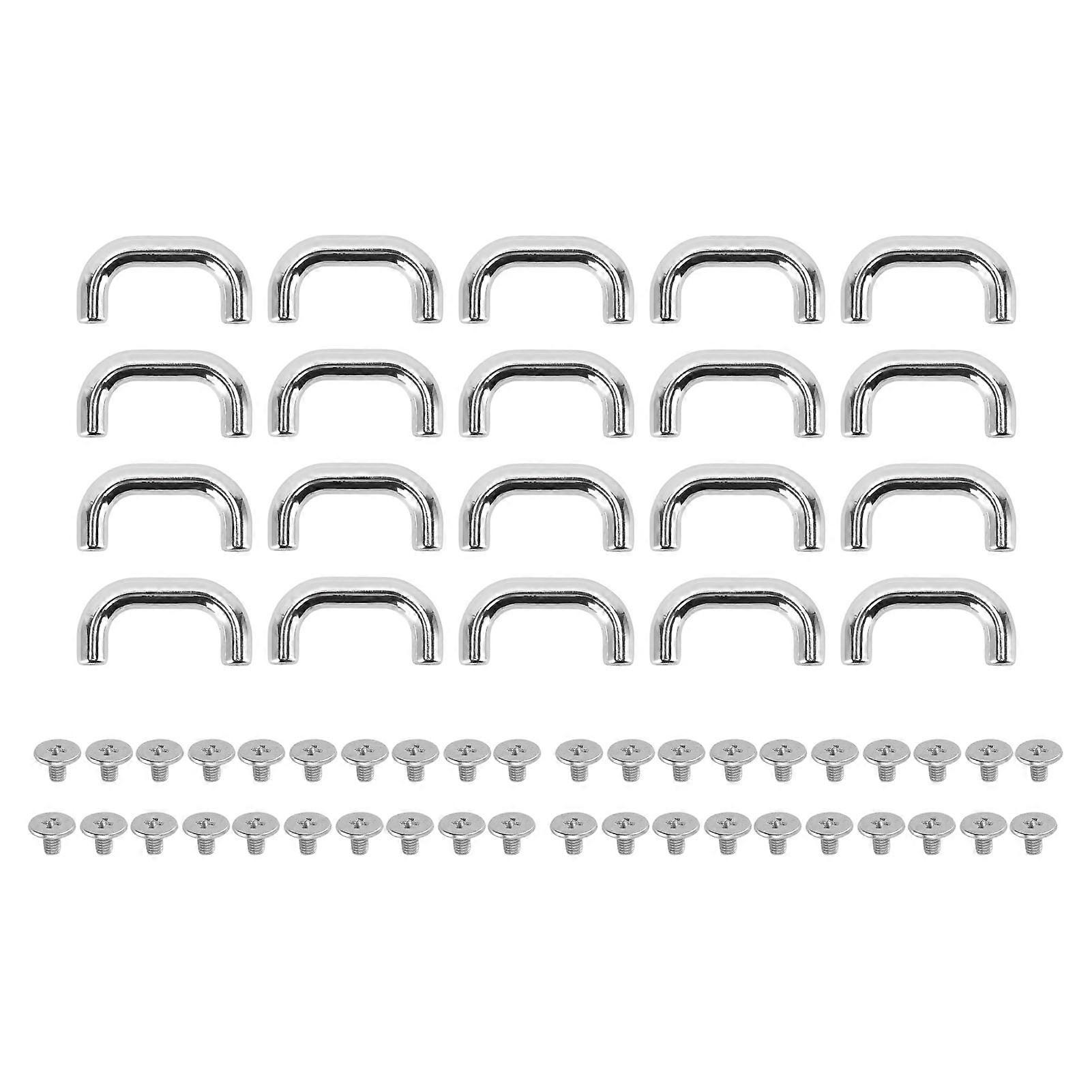 20 Sets U Shape Ring Buckles 5.5mm Crossed Screws Arch Bridge Handle Hardware for Purse Handbag Desk Drawer Silver