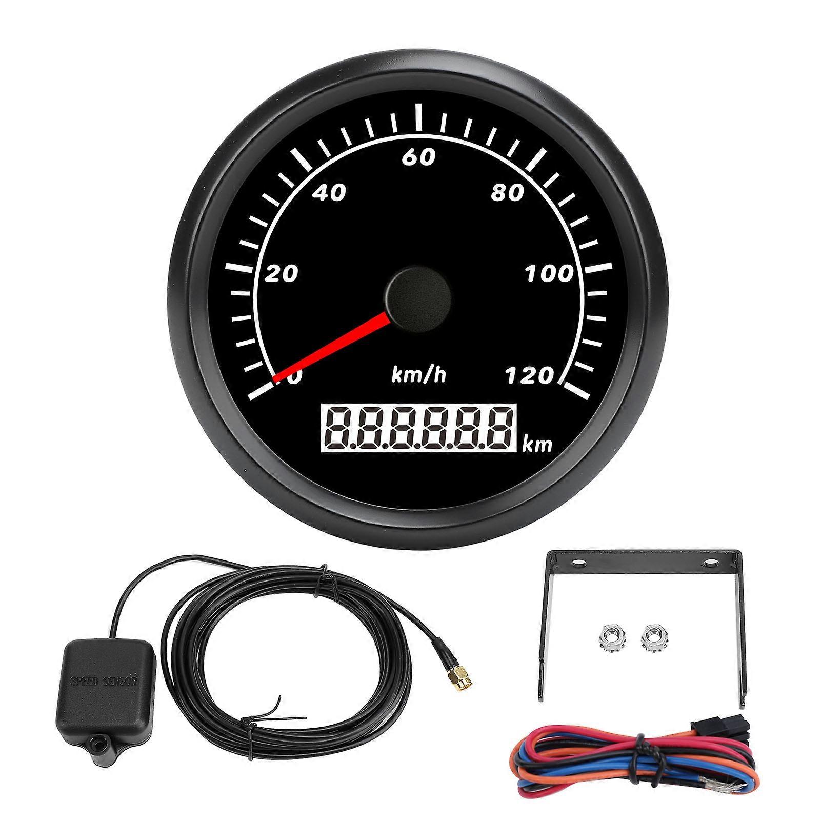 Boat Digital Speedometer 7 Color Step Motor 0 to 120KM IP67 Waterproof Easy to Read for Yacht RV Truck Motorcycle