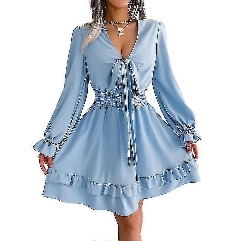 Femei Deep V Gât Sifon Rochie, Elegant Mini rochii scurte Swing