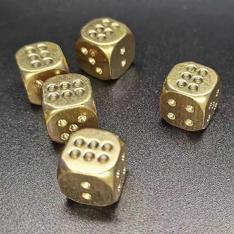 5 Pcs Stainless Steel Set Six Sided Dice Metal Rpg Dice Copper Dice Set Unique 6 Sided Dice