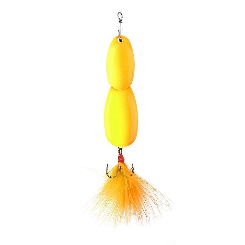 Spinning Sequin Spoon Baits Hard Lure Tackle with Barbed Hook (Yellow)