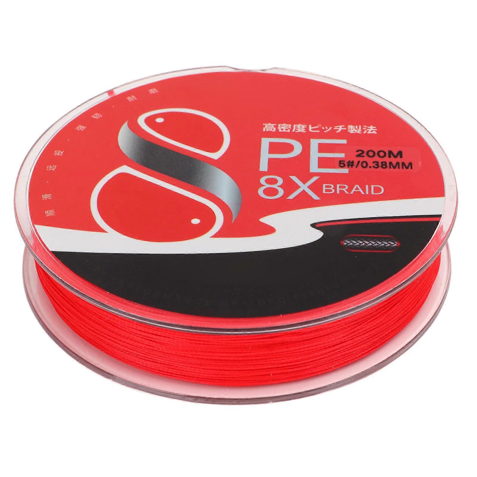200m Fly Fishing Line PE 8 Strands Braided Fishing Line Red Colorfast High Smoothness for Freshwater