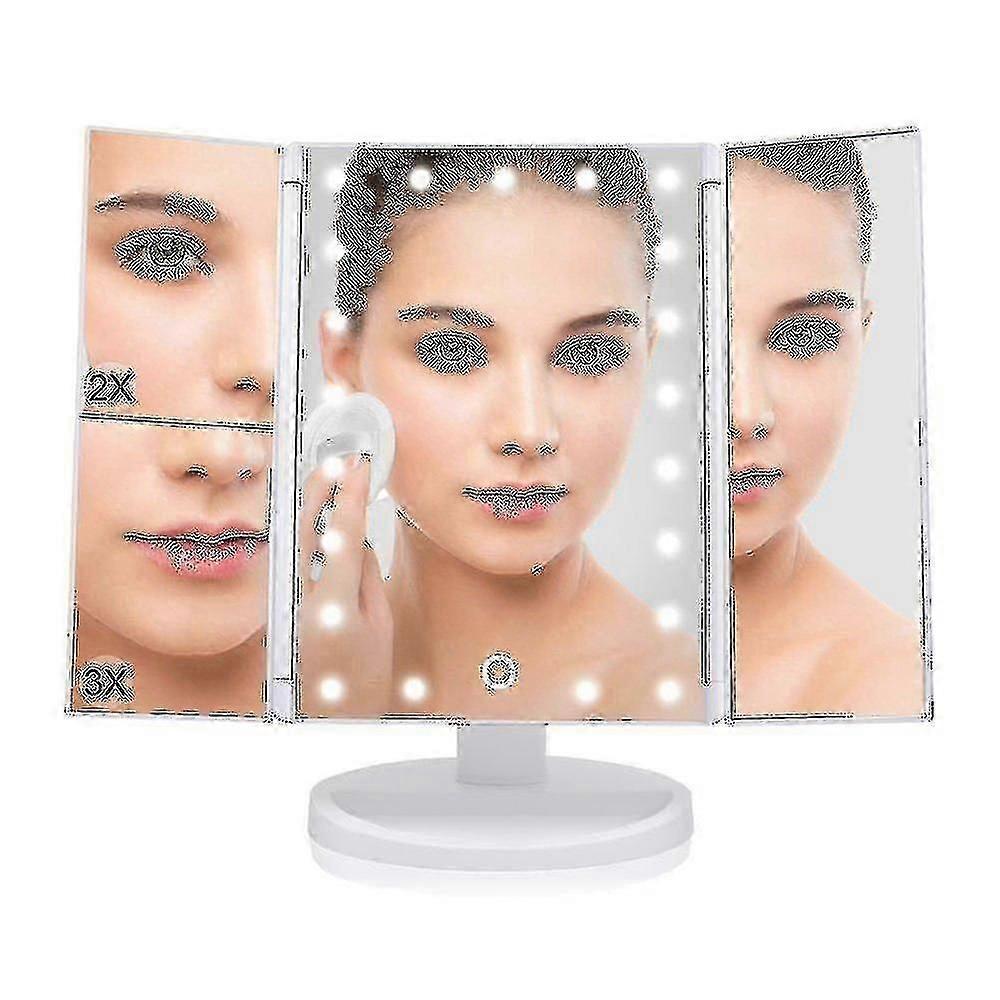 Travel Portable Lighted Table Makeup Mirror And Touch Screen Trifold