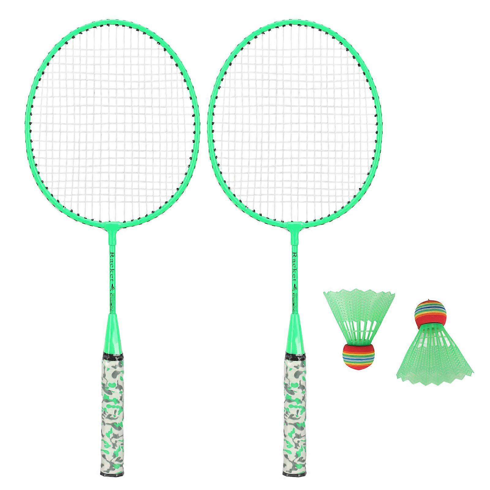 Badminton Racket with 2 Ball Hand Eye Coordination Exercise Educational Toy for Kids Adults Fluorescent Green