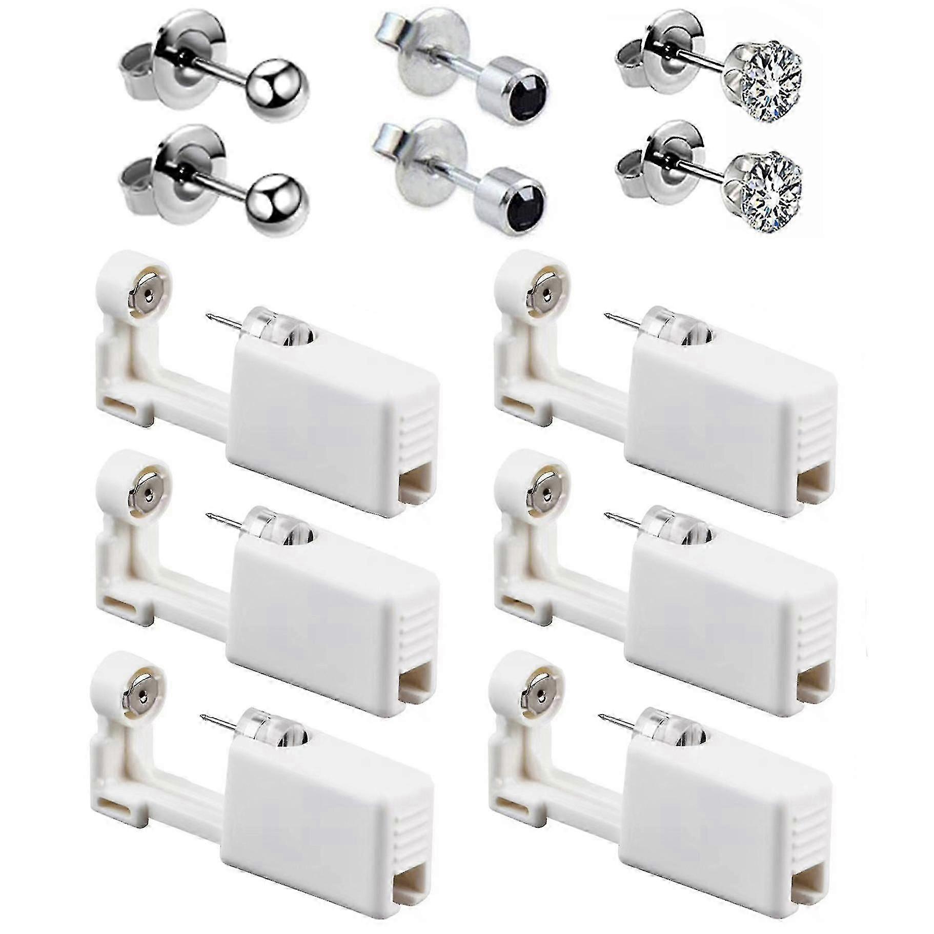 6 Pack Ear Piercing Gun Kit Jetable Self Ear Piercing Gun Avec Ear Stud Et Clean Tool Pierce Kit Tool For Nose Studs Cartilage Tragus Helix Pierci