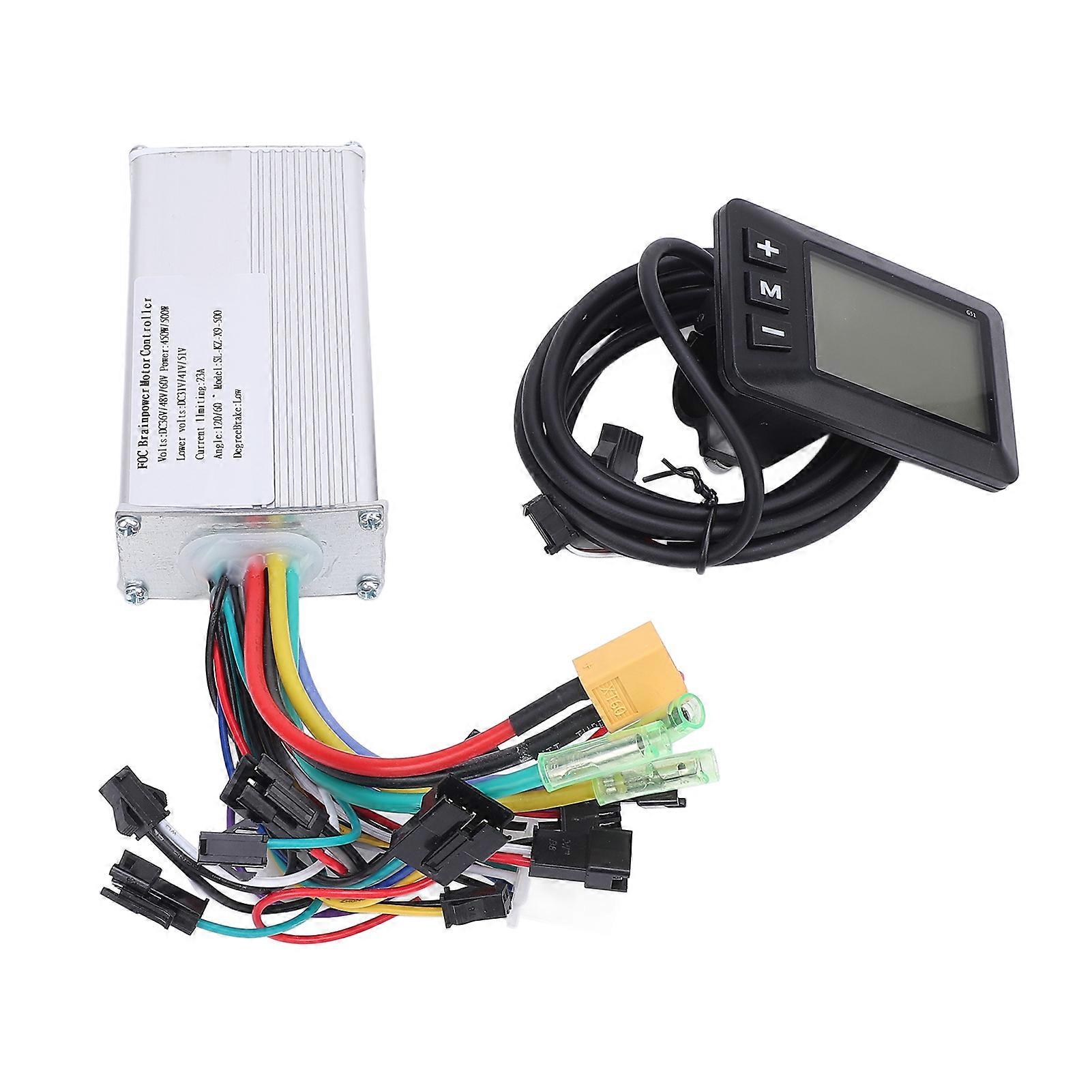36V 48V 60V 450W 500W Motor Controller Kit Sine Wave Brushless Controller with G51 Display Panel for Conversion Replacement