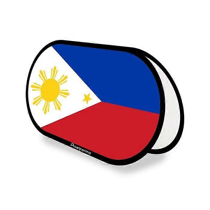 Oval Flag - Philippines - 70 x 120 cm - Polyester - Double-sided Print - Retractable Foldable