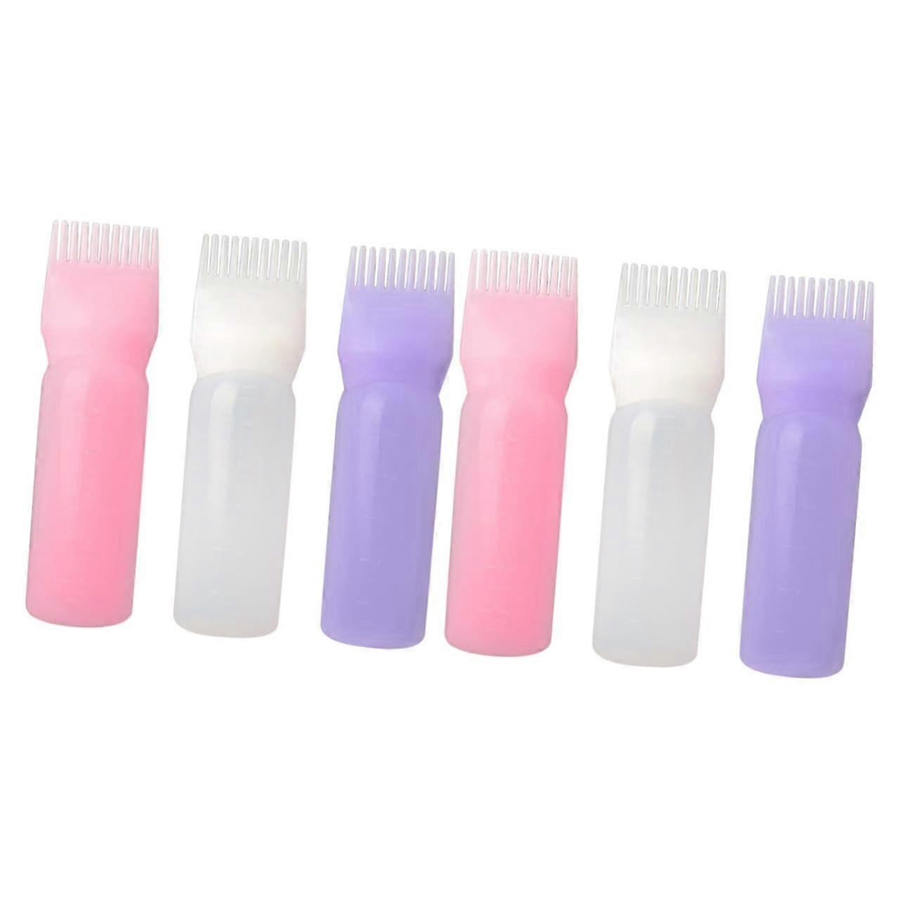 Hair Salon Comb Perm Liquid Bottles 3pcs Dye Applicator Set 2 Sets for Professional Use, Durable Plastic, 50ml Capacity