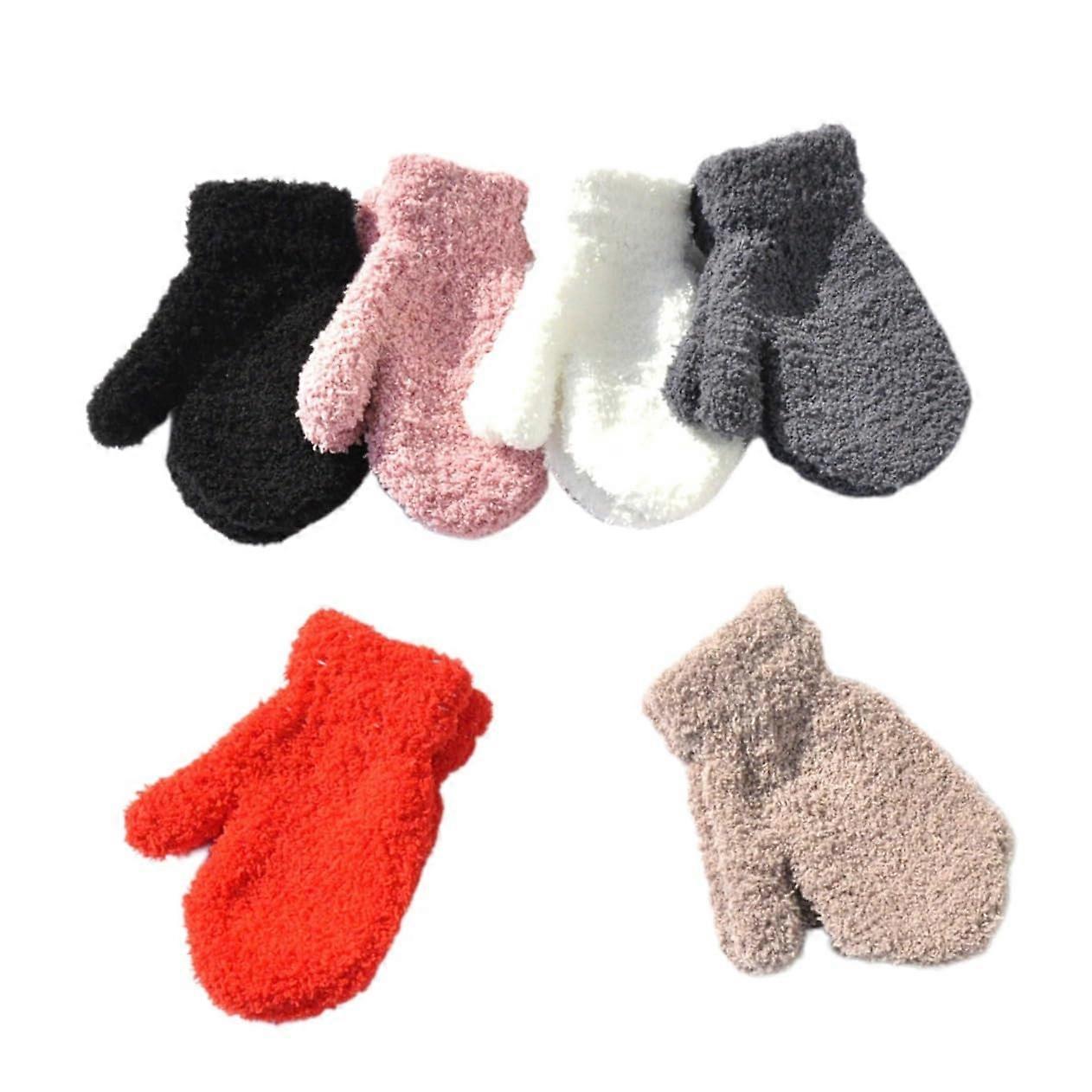 6 Pack and Winter Mittens Full Coverage Gloves Knitted Hand Protection Warm Easy to Wear for