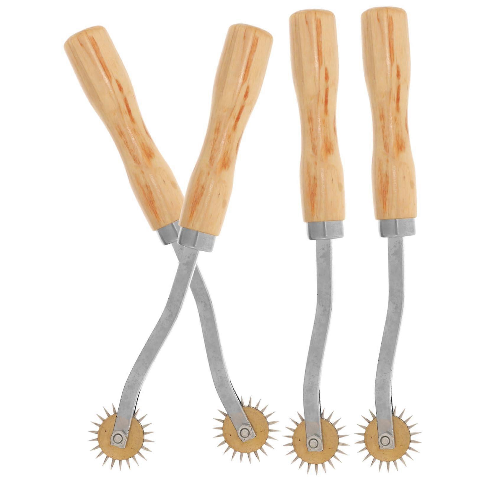 Sewing Transfer Tool Set 4pcs Tracing Wheel with Wooden Handle Lightweight Sturdy for Pattern Cutting Craft Projects