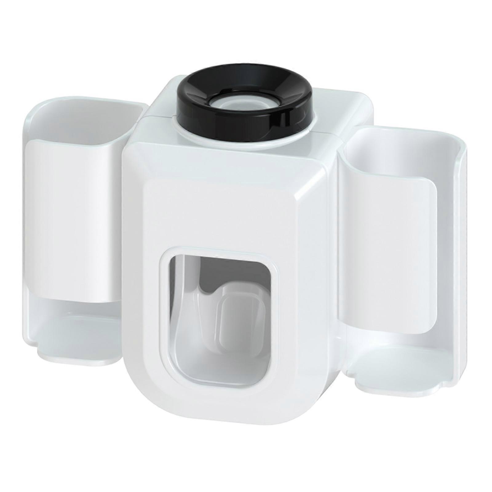 Wall Mount Electric Toothbrush Holder Automatic Toothpaste Squeezer for Bathroom Shower Razor Organizer  White