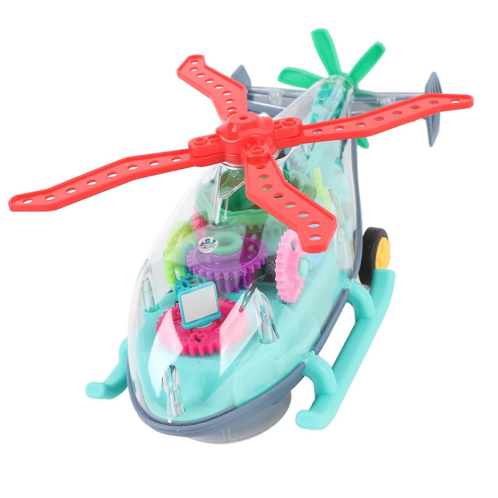 Transparent Helicopter Toy with Light Colorful Moving Gears Universal Walking Light Up Transparent Toy Helicopter