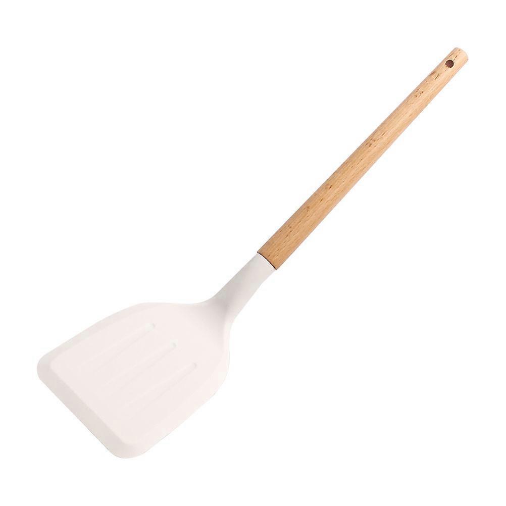 Silicone Spatula with Wood Handle for Home Use Easy to Clean White 12.5 inches