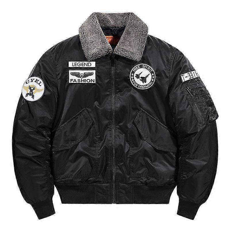 Autumn and Winter Thick Men's Jacket, Plus Size Stand Up Collar, Thick Warm Cotton Jacket, Detachable Collar, Flight Jacket