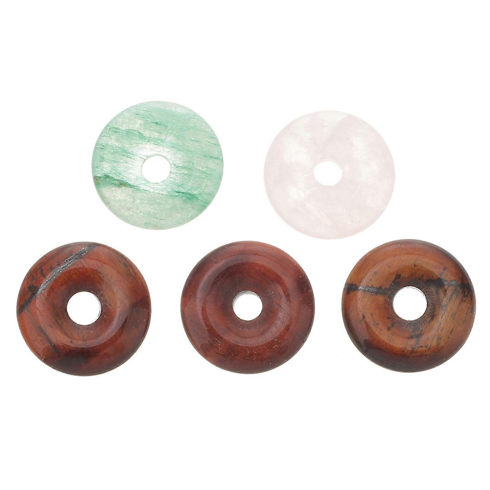 Natural Jade Peace Buckle Pendants 5pcs Set with Aventurine Amethyst Flat Beads for DIY Jewelry Making Necklaces Crafts