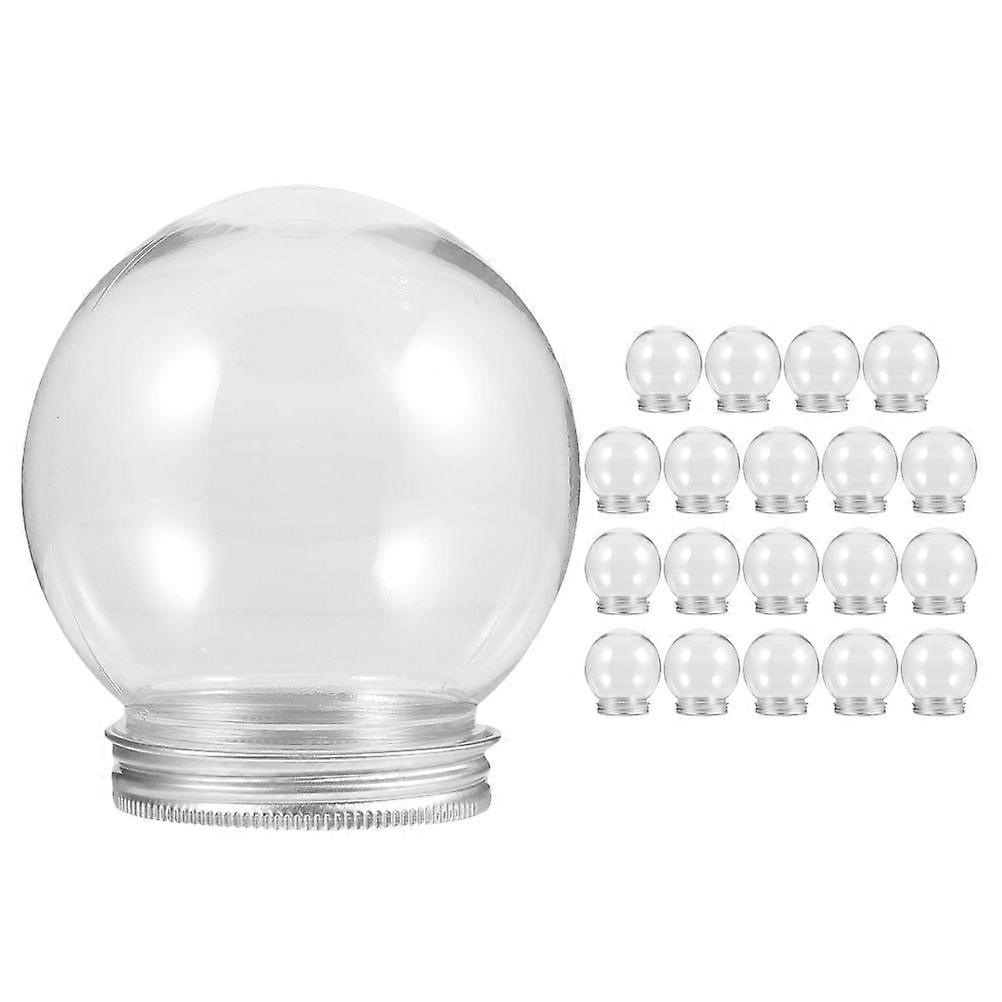20pcs DIY Clear Plastic Snow Globe Candy Jars with Screw Off Caps – Fillable Craft Globes for Creative Decorations and Unique Project Boxes