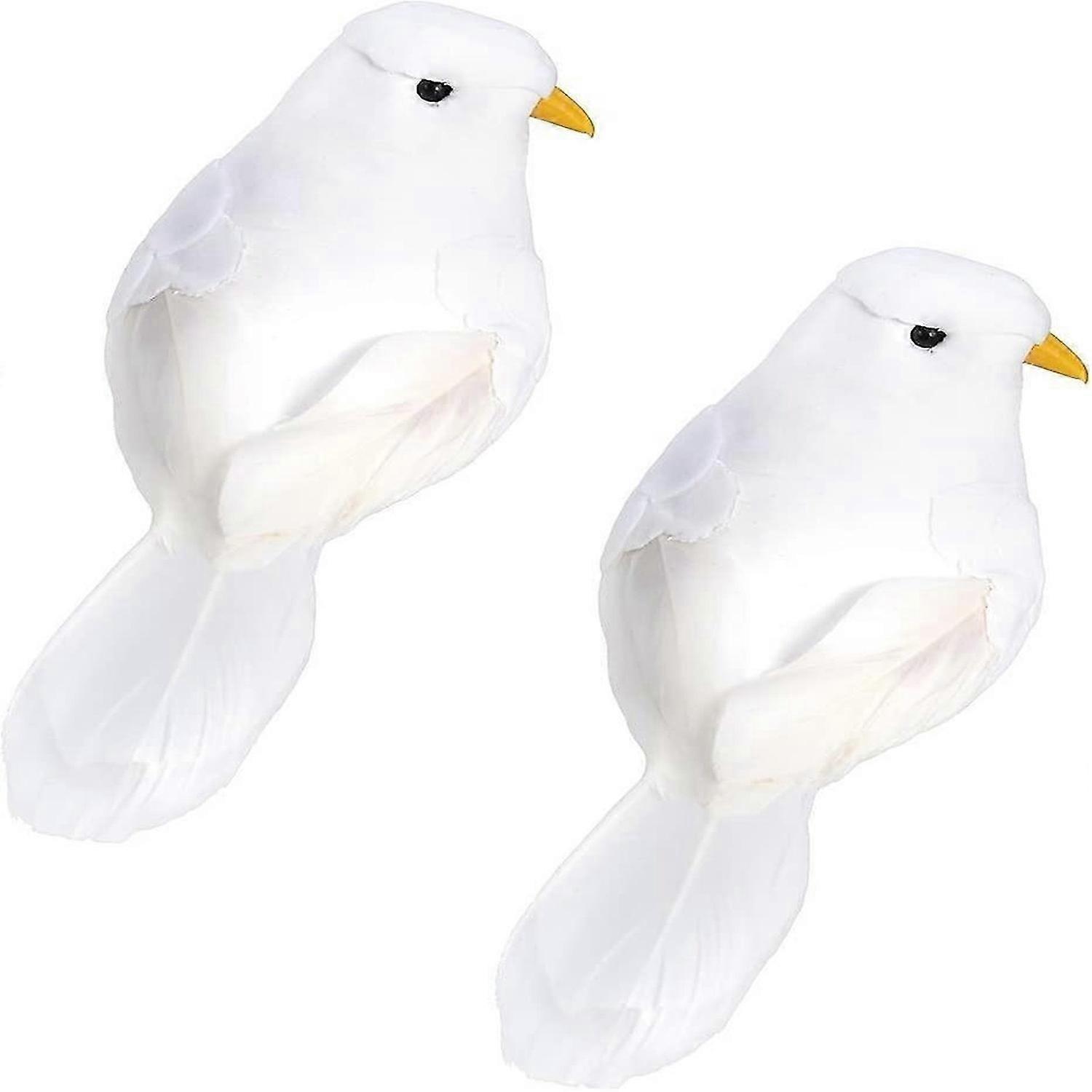 2pcs Simulation Pigeon Ornaments Cute Foam Pigeons Artificial Feather Birds with Clips
