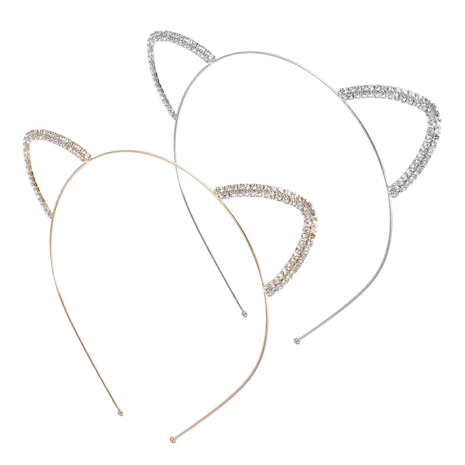 Shiny Cat Ear Headbands for Decor Assorted Color Metal 2Pcs