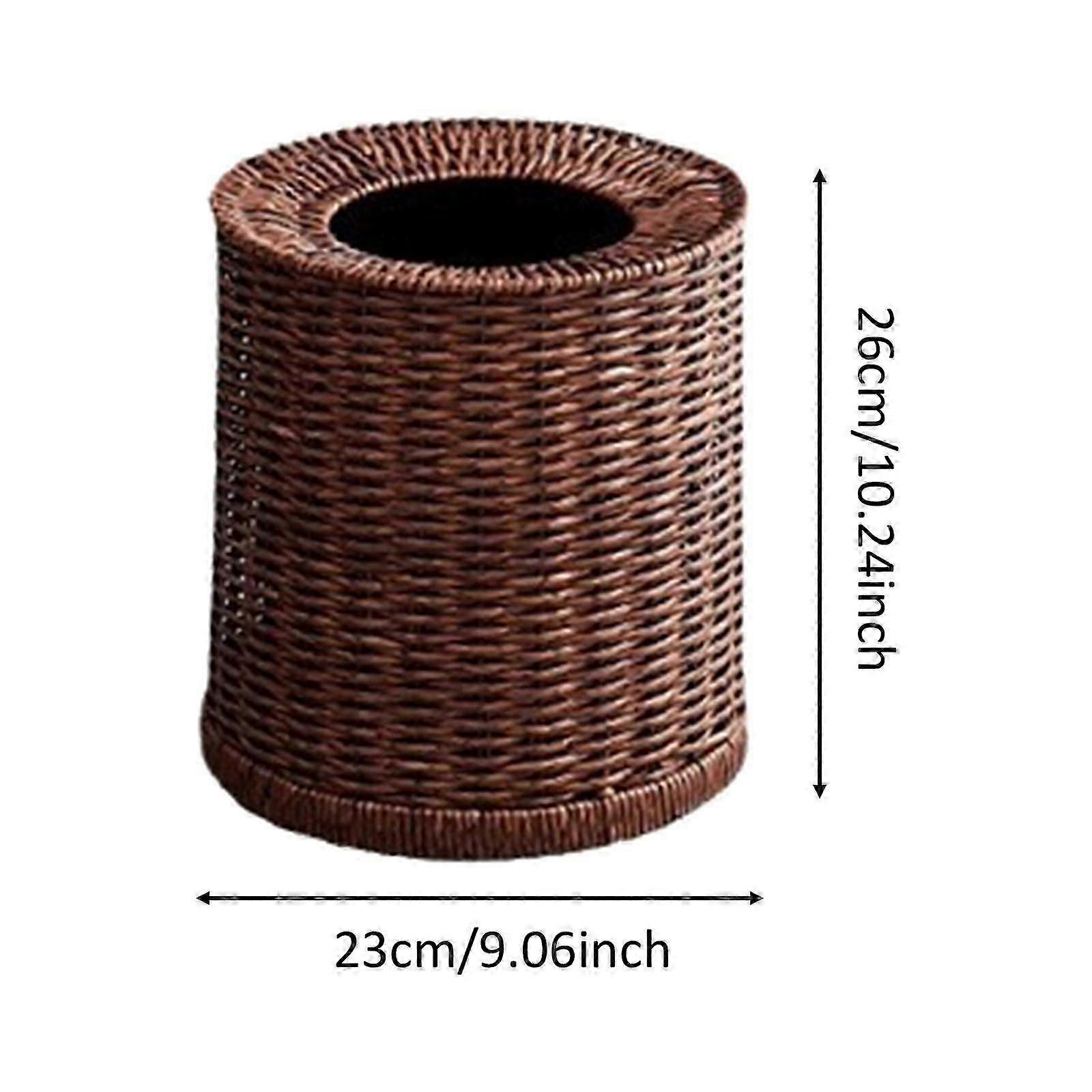 Stylish Open Top Waste Basket Suitable for Various Home D��cor, Lightweight and Trendy Imitation Rattan Trash Can