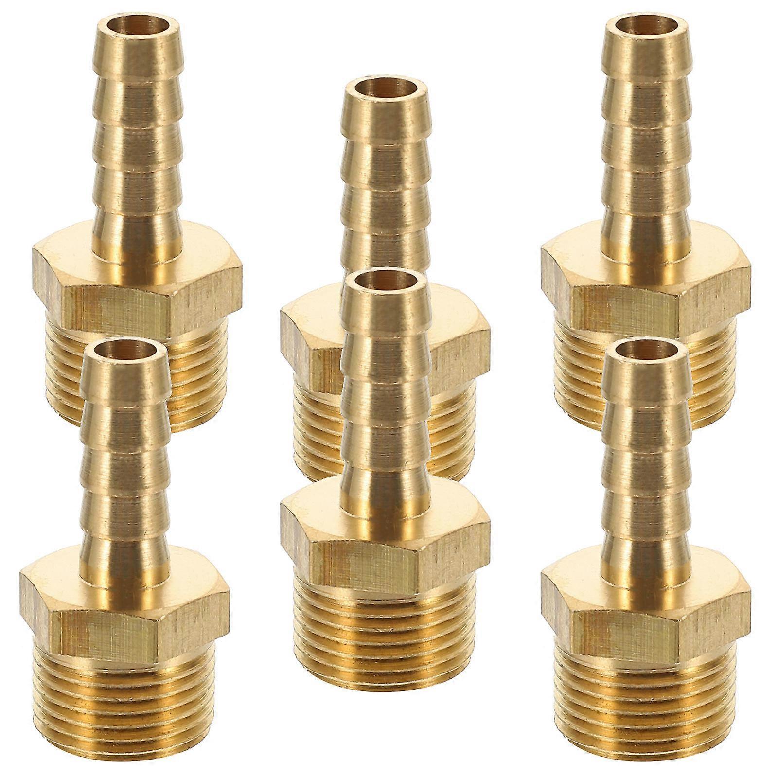 6pcs Heavy Duty Brass Hose Barb Connectors for PEX Fittings, Durable Plumbing Adapters for Secure and Leak Resistant Hose Connections