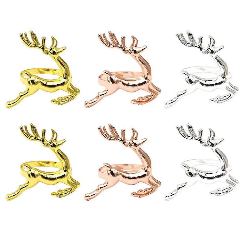 Elk Napkin Buckles Gold Color Table Napkin Decor Festive Dinner Napkins 6x6x4cm 6Pcs