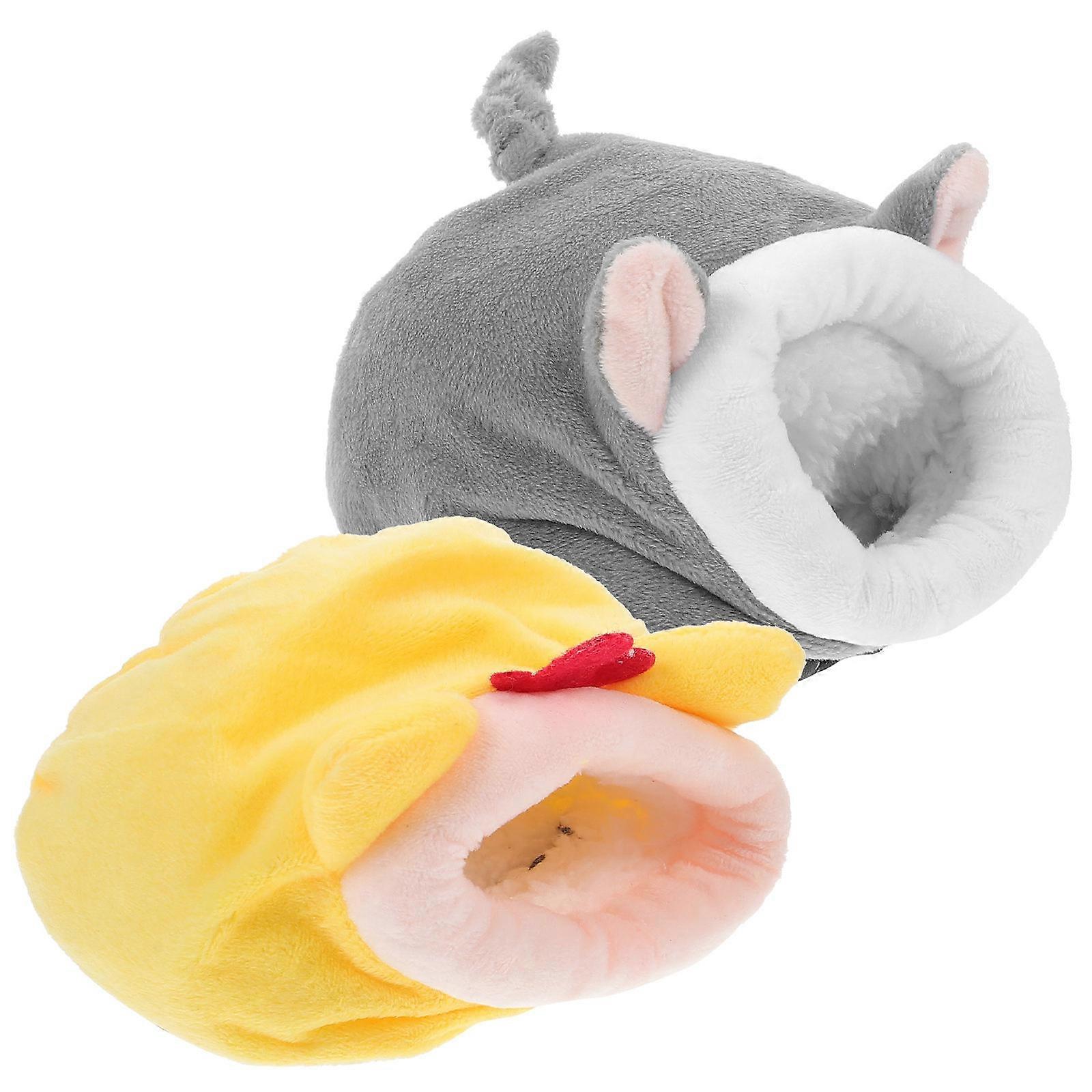 Cozy Small Pets Beds Pet Hamster Sleeping Bed Elastic Sponge Machine Washable Round 2Pack