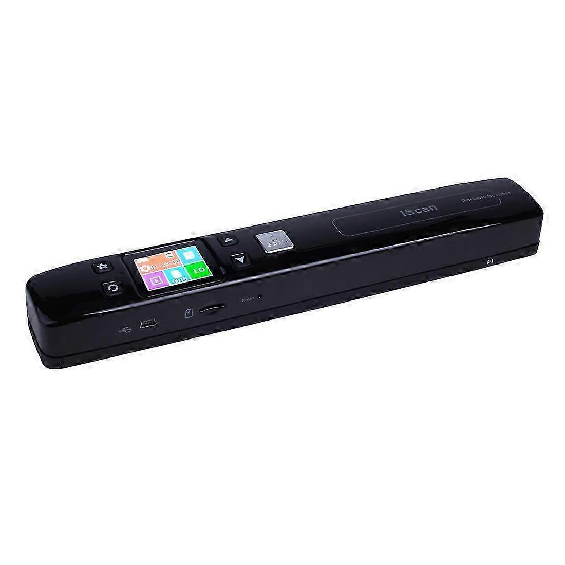 (Noir) Iscan02 Scanner portable de documents mobiles à double rouleau avec affichage led, prise en charge 1050dpi / 600dpi / 300dpi / pdf / jpg / tf