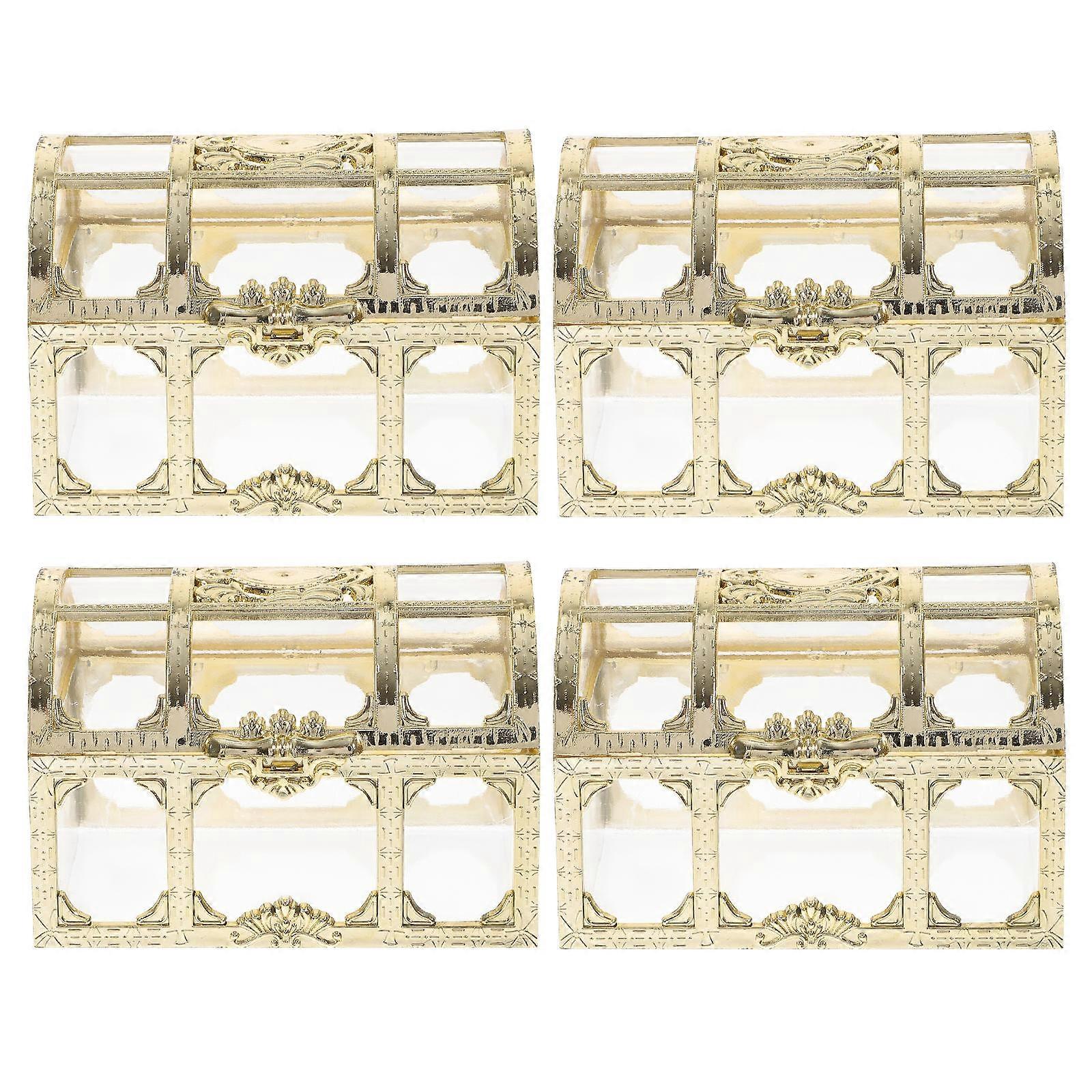 Plastic Treasure Box Pirate Treasure Chest for Articles Storage 4Pcs