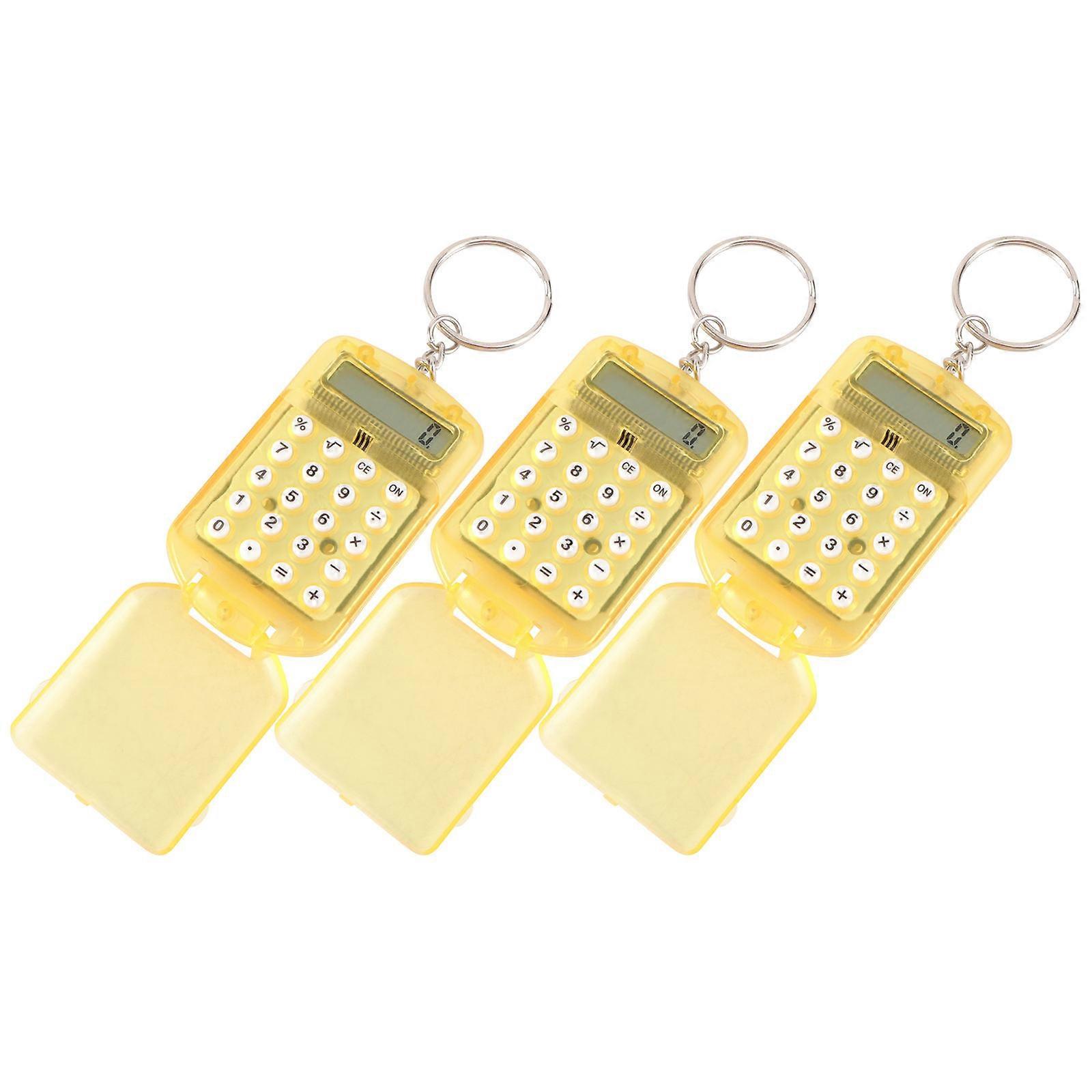 Calculator Kids Portable Mini Calculator Key Ring Shaped for Students Home School 3Pcs