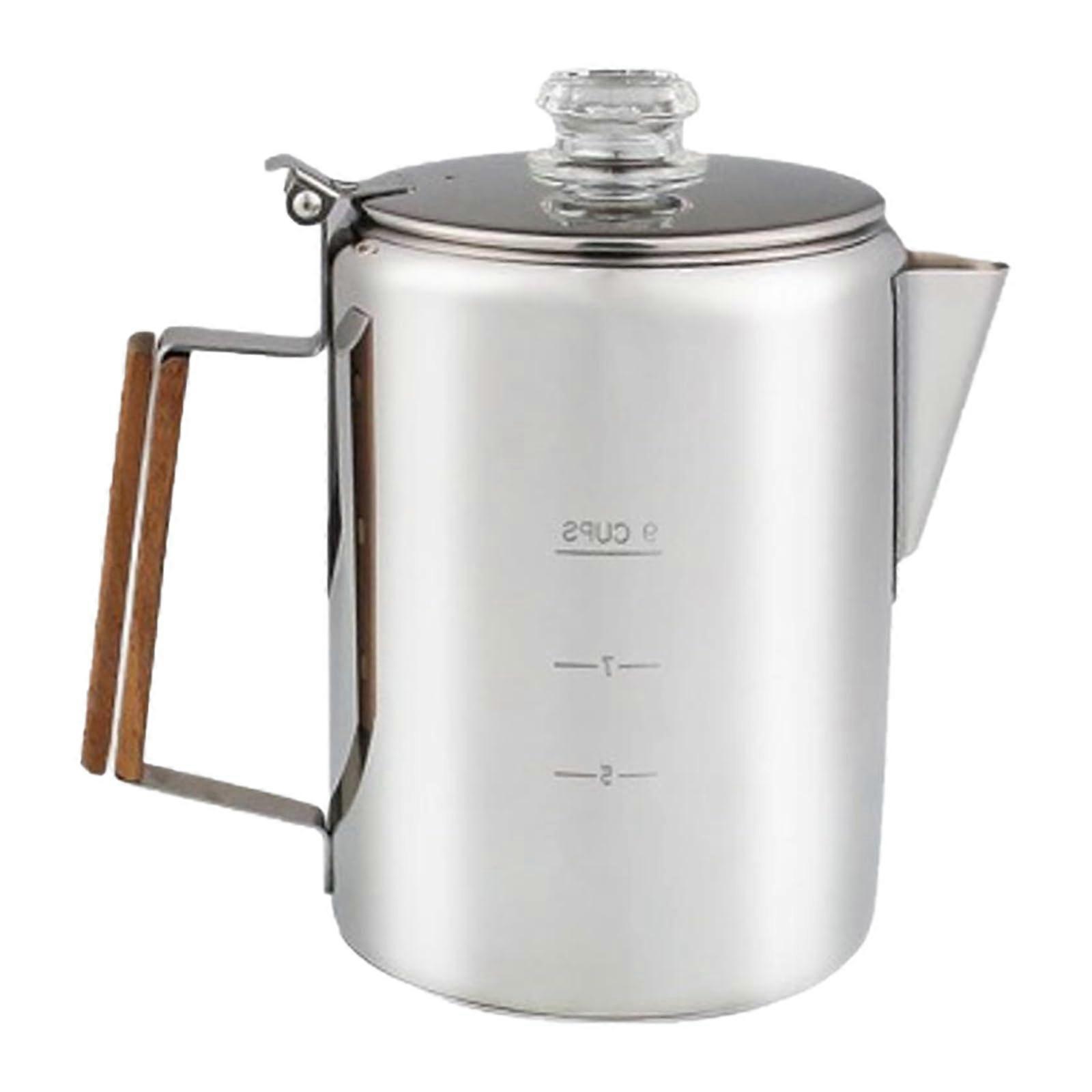Stainless steel coffee maker with scale, large capacity, coffee pots for camping and home use, 9 cups capacity percolator